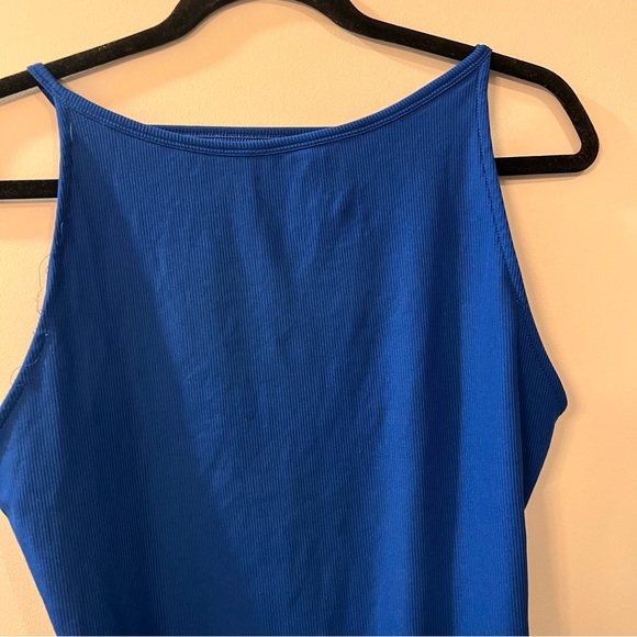 TOP SHOP Blue Ribbed Bodysuit - Size 12 - Picture 1 of 5